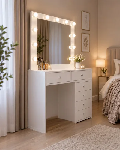 Dressing Table White Hollywood View 3
