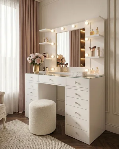 Dressing Table White Hollywood View 1