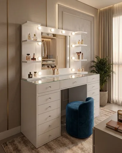 Dressing Table White Hollywood View 2