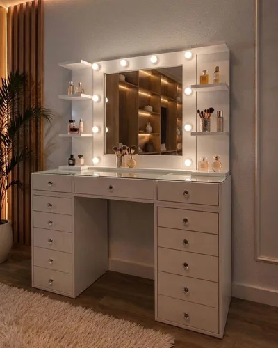 Dressing Table White Hollywood View 3